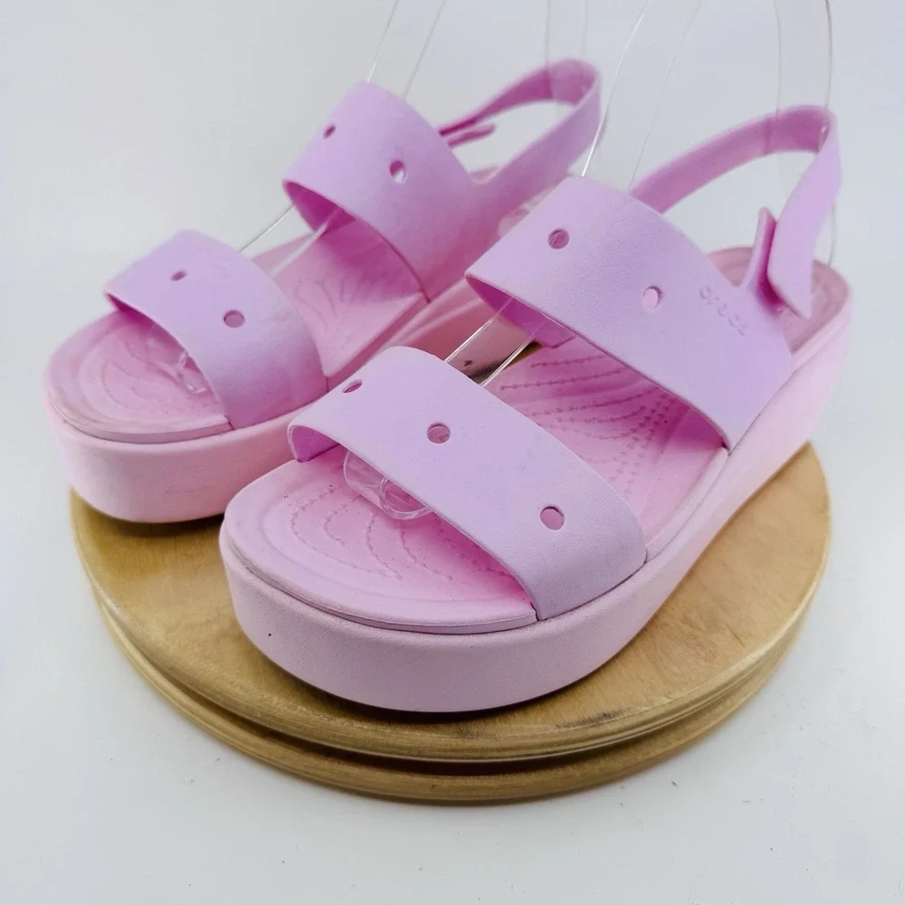 Crocs Brooklyn Platform Sandals Light Pink Women's Size 8 Comfort Casual